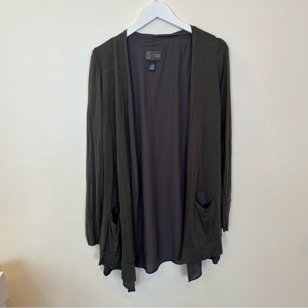 ANTHROPOLOGIE Saturday Sunday Green Moss Waterfall Cardigan Womens Large Pocket